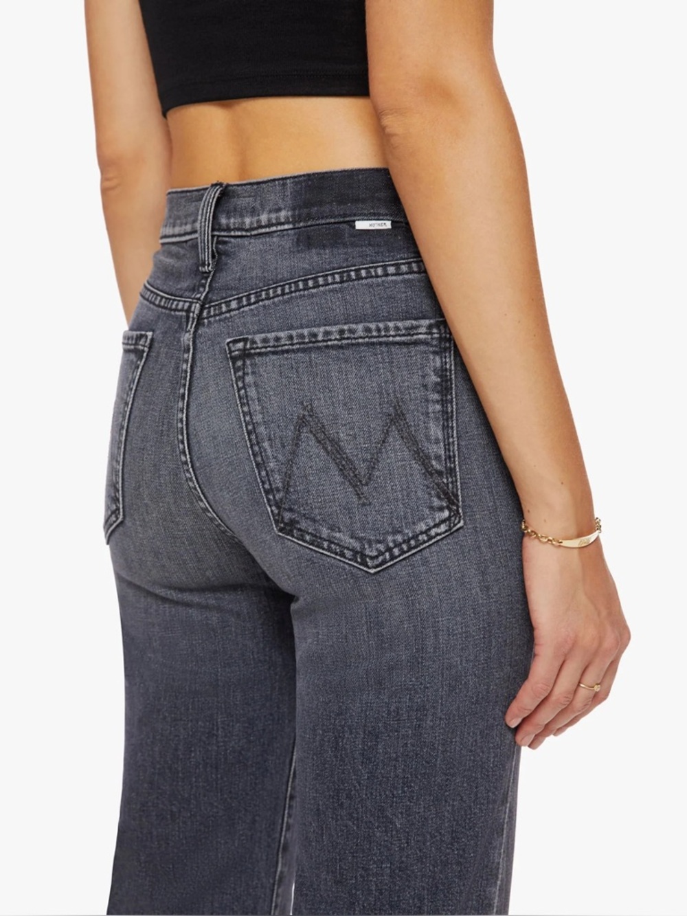 MOTHER Superior The Rambler Zip Flood Outta Sight Jeans In Charcoal Womens 27 - Picture 3 of 12